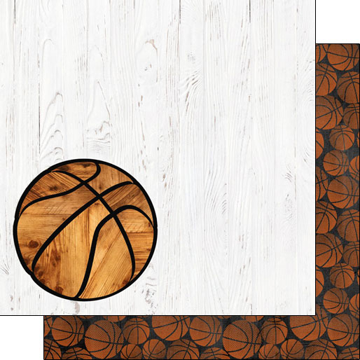Stamping Station - Basketball on White Wood Paper